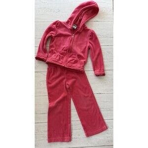 Circo Girls Hot Pink Ruffle Hoodie & Sweatpants Velour Outfit Set Size XS 4